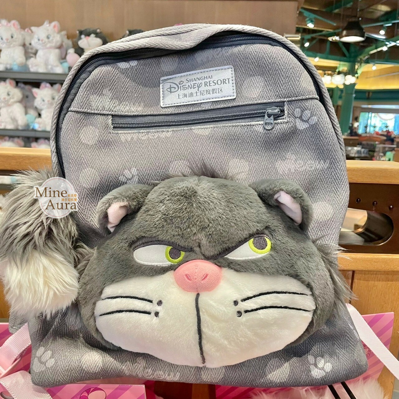 爪爪派對系列 路西法 魯斯佛 Lucife 壞貓咪 絨毛大頭 造型 後背包 -上海迪士尼樂園