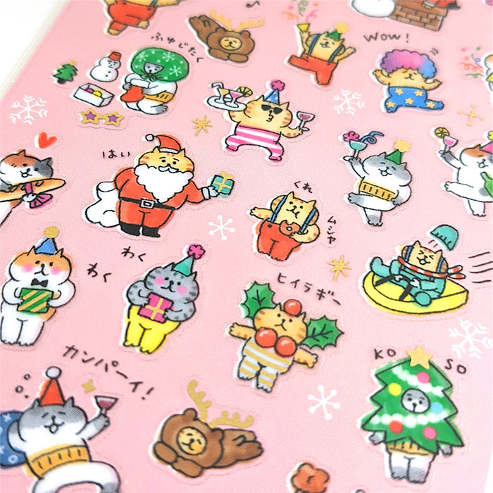 Mind Wave Christmas Sticker－ Gorogoro Nyansuke Party (Japanese Stationery Brand)