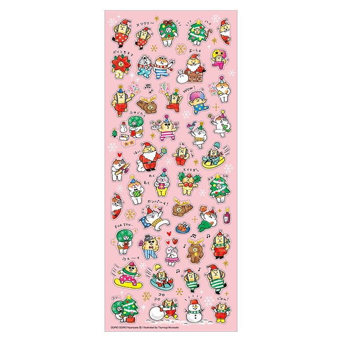 Mind Wave Christmas Sticker－ Gorogoro Nyansuke Party (Japanese Stationery Brand)