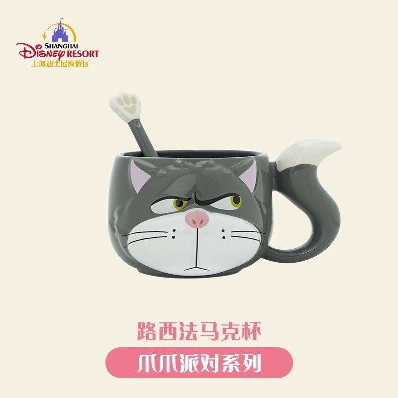 爪爪派對系列 路西法 魯斯佛 Lucife 壞貓咪 湯勺+馬克杯 組 -上海迪士尼樂園
