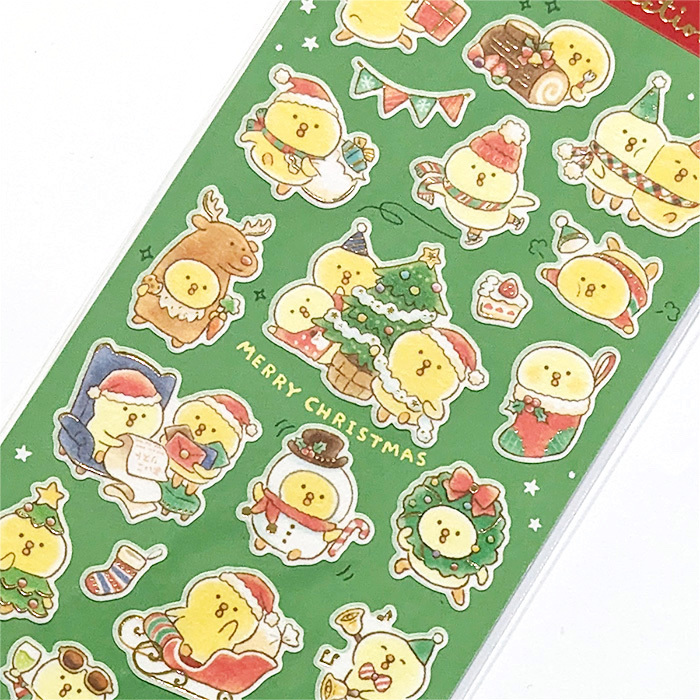 Mind Wave Christmas Sticker－Piyokomame Merry Christmas (Japanese Stationery Brand)