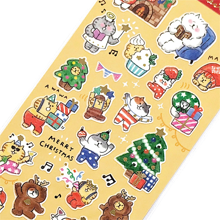 Mind Wave Christmas Sticker－Gorogoro Nyansuke Celebrating Christmas (Japanese Stationery Brand)
