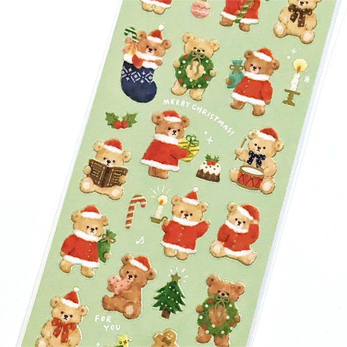 Mind Wave Christmas Sticker－Fluffy Bear Santa (Japanese Stationery Brand)