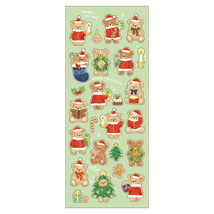 Mind Wave Christmas Sticker－Fluffy Bear Santa (Japanese Stationery Brand)
