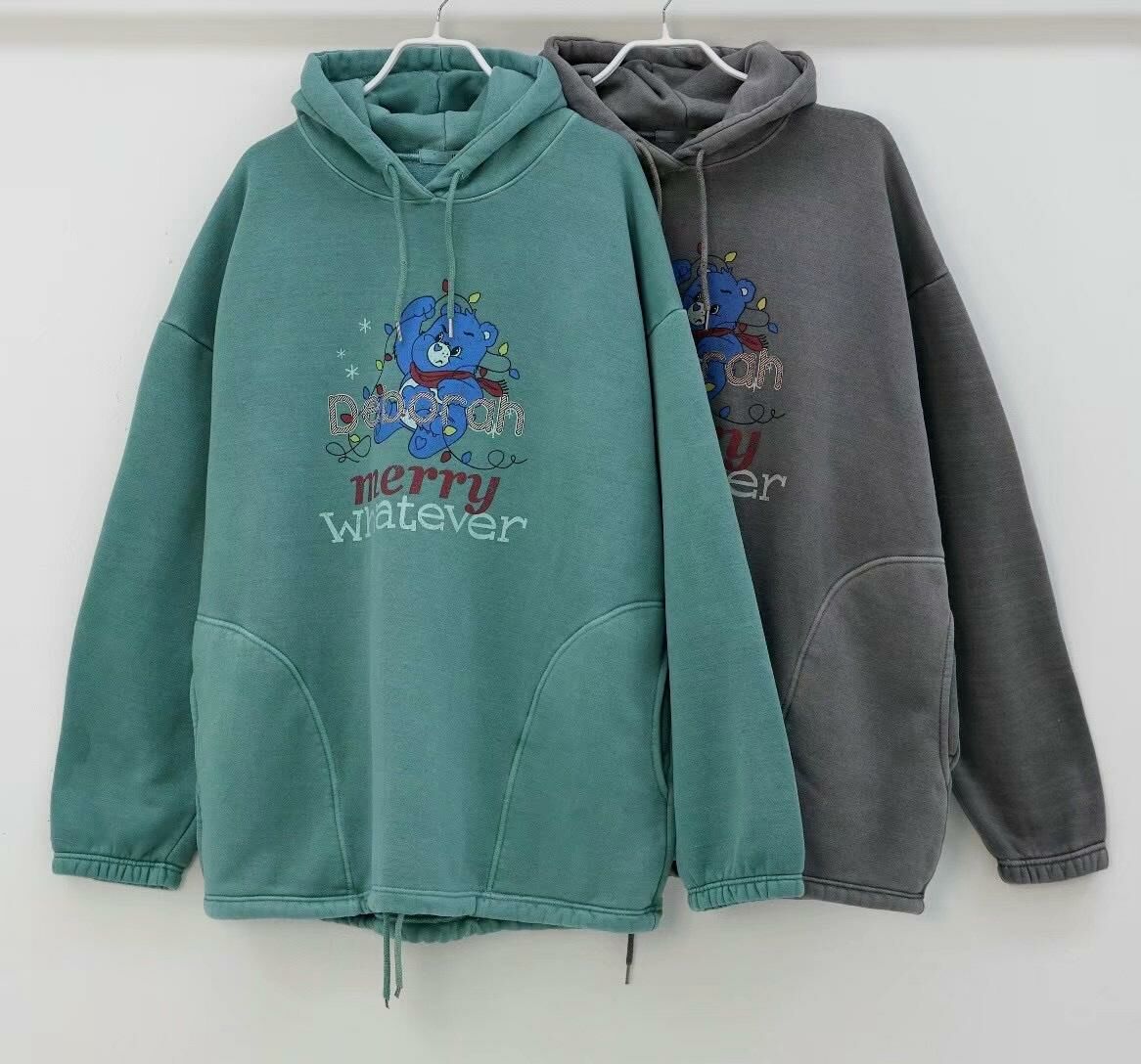 洗水熊仔英文字連帽衛衣 TAC-0032T