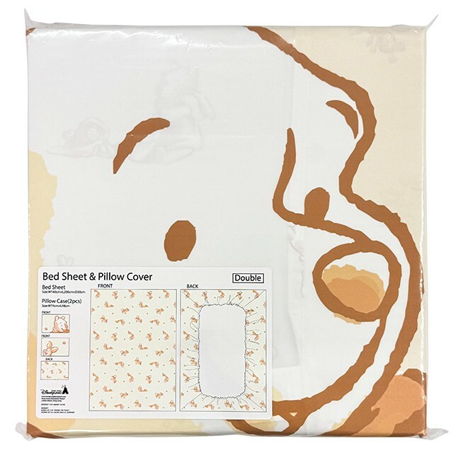 冬日 小熊維尼 Winnie the Pooh 圖案 雙人 床單+枕頭套組 被套 寢具用品 -香港迪士尼樂園
