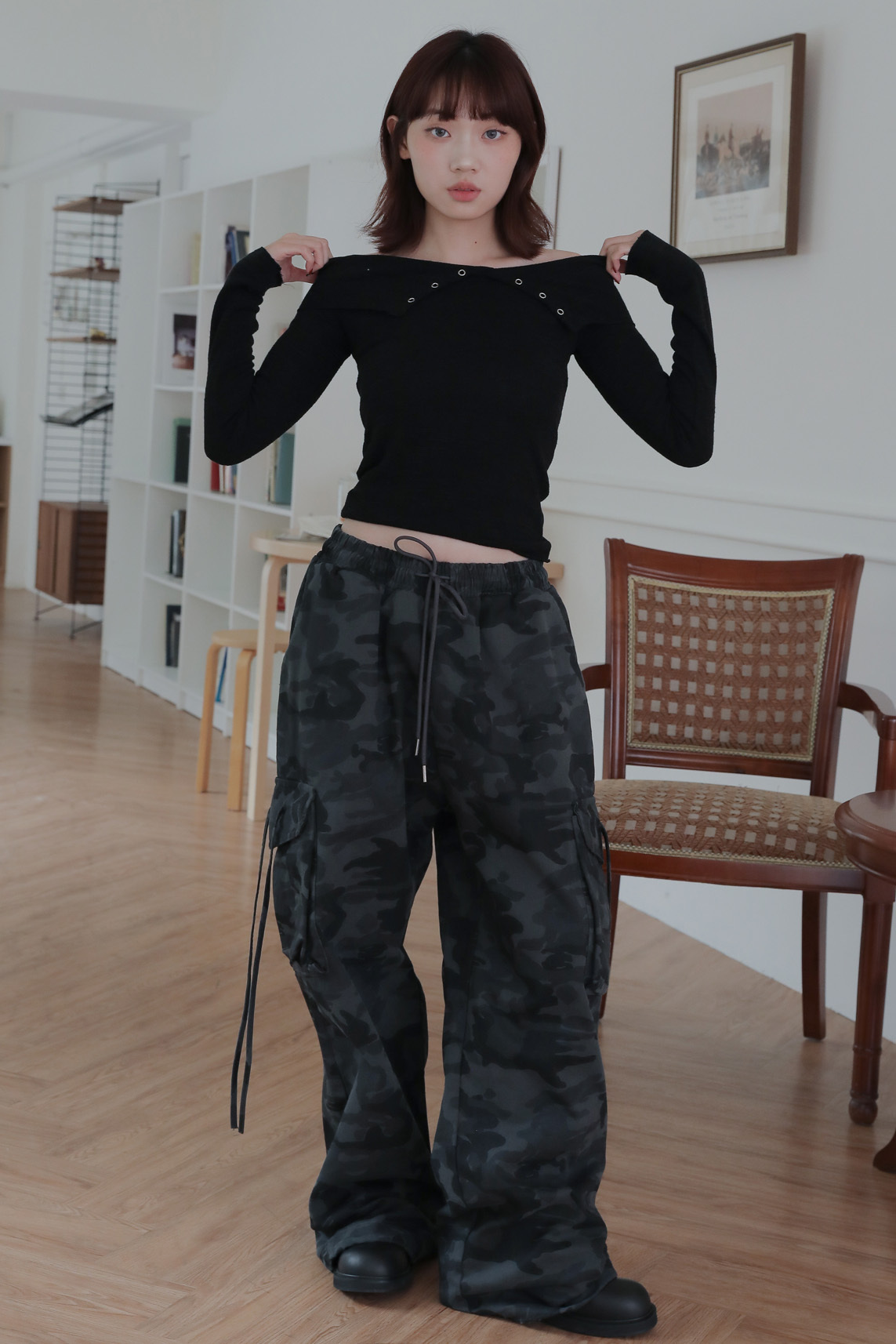 【Unisex】Strap Camo Cargo Pants #工裝褲