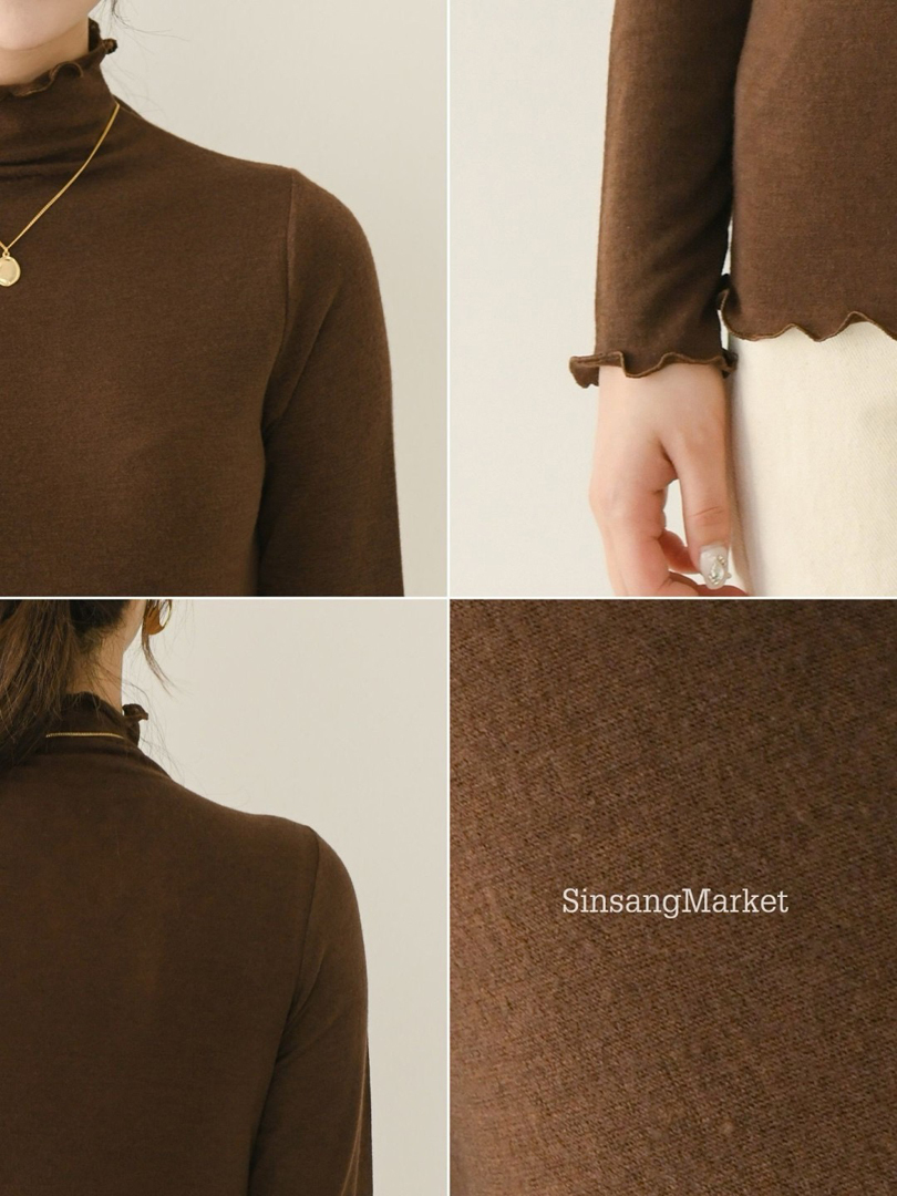 優雅的木耳邊立領正韓內搭