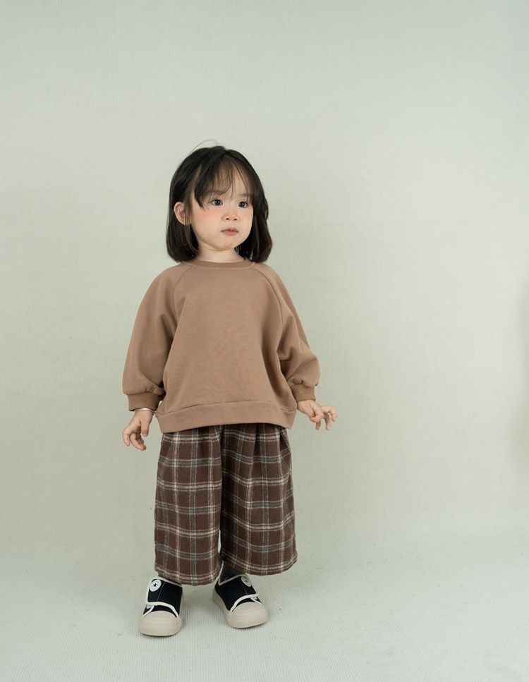 日系風格子8分寬褲