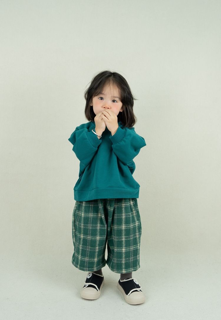 日系風格子8分寬褲