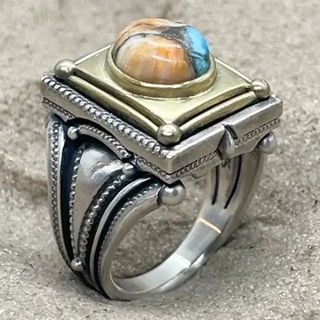 BIG BLACK MARIA (BBM) FRAME FOR STONE RING OYSTER COPPER TURQUOISE - PRE ORDER ITEM (預訂中)