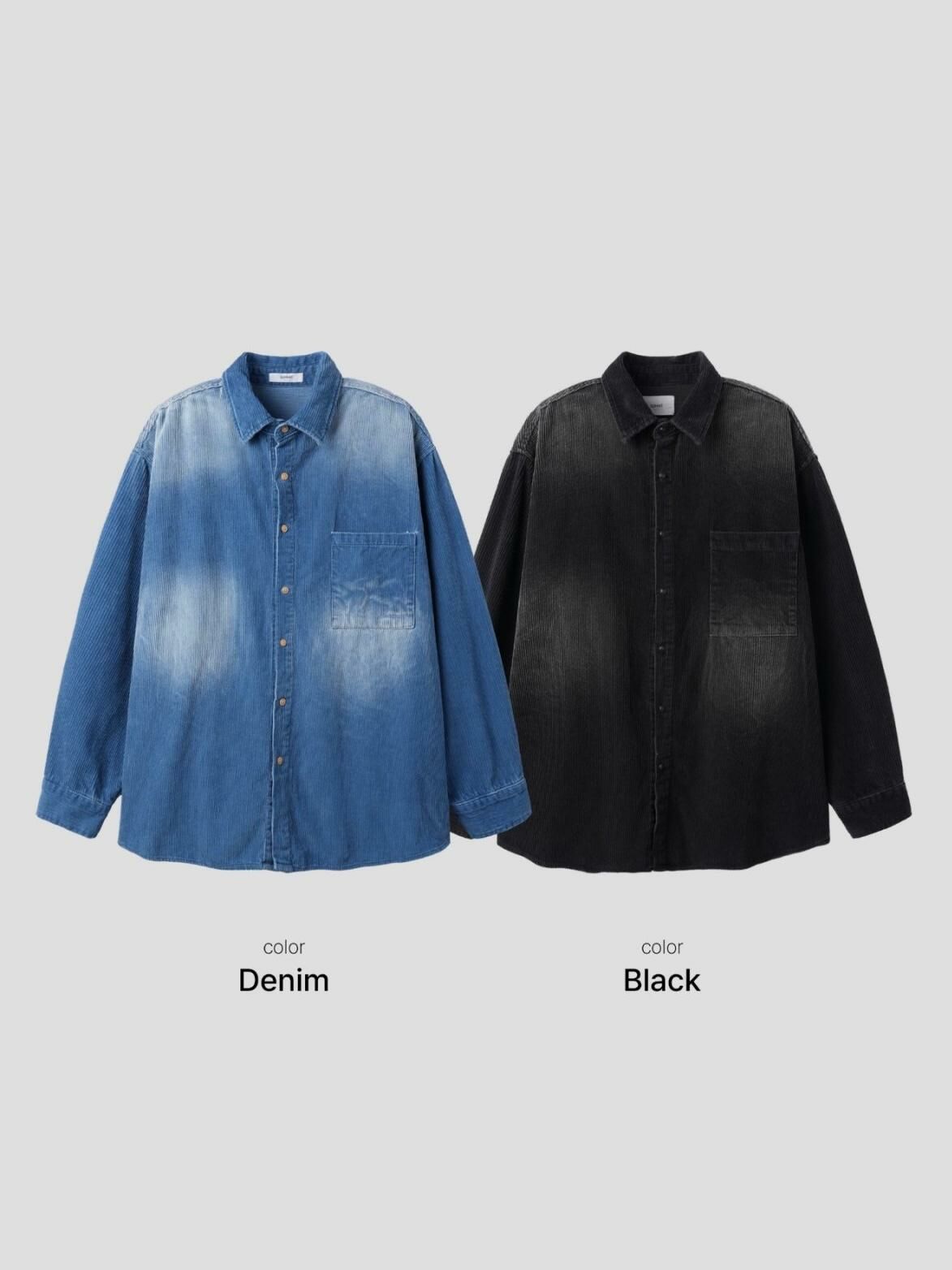 洗水燈心絨長袖恤衫 S2299