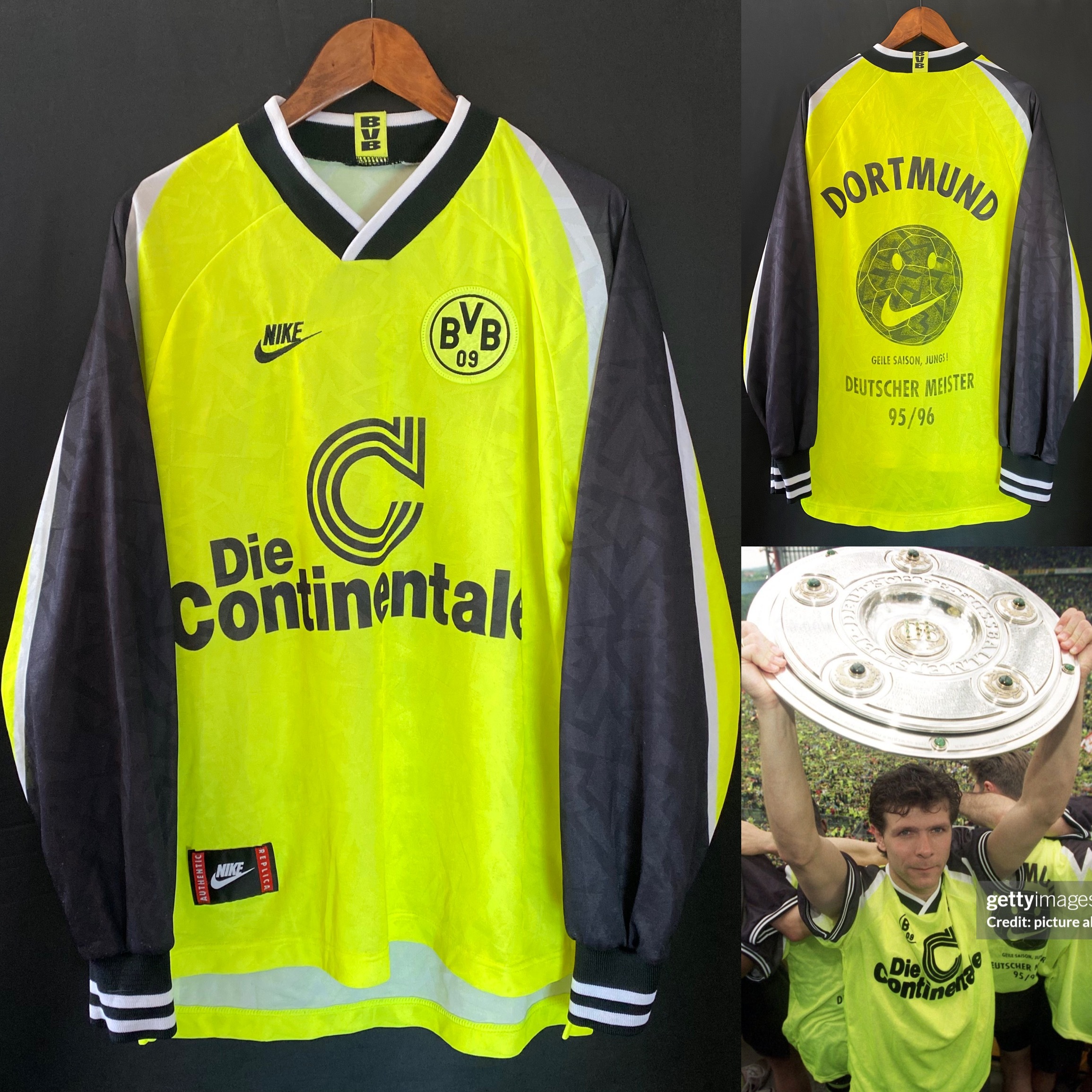 Borussia Dortmund 1995-1996 Nike L/S Home Special Champions Shirt