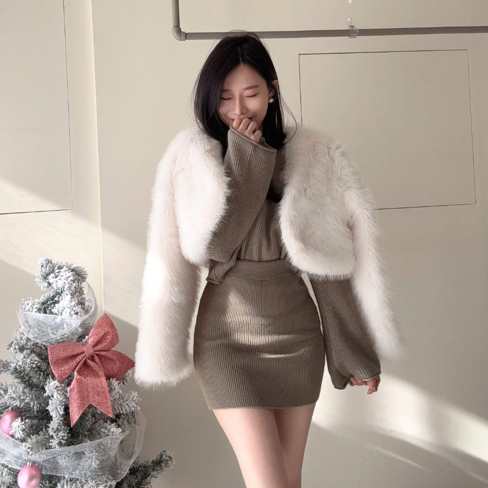 皮草高級感澎澎外套-3色 短版外套 皮草 大衣 (現貨)