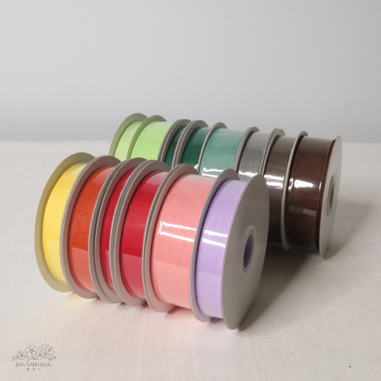 包裝 8M54亞麻緞帶 22色 25碼 5/8"