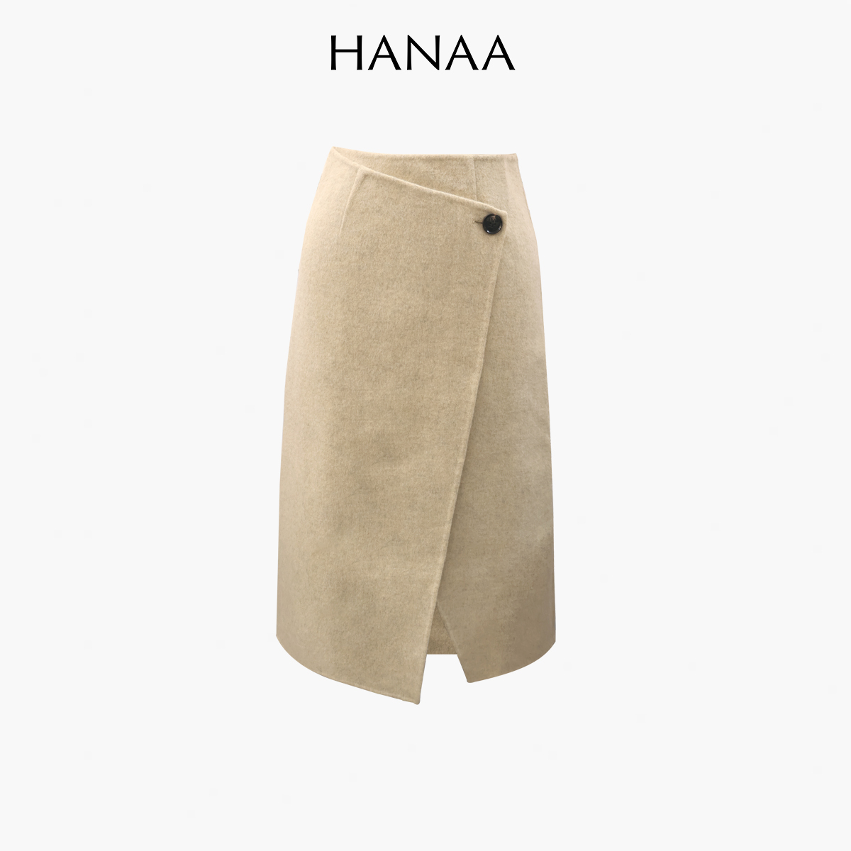 HANAA 秋冬新款休閒一片式羊毛混紡裹式半裙