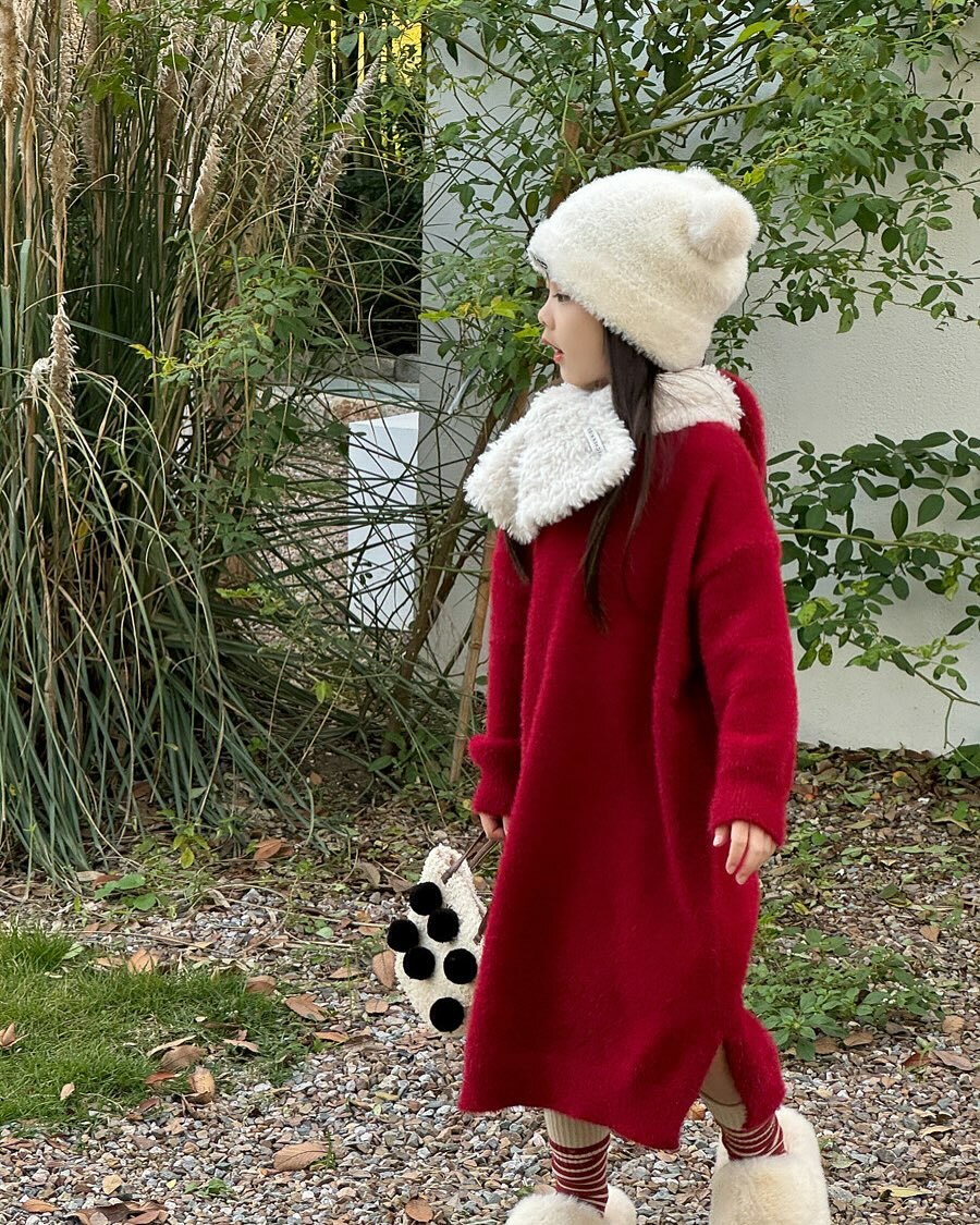 溫柔系柔軟連帽針織長裙