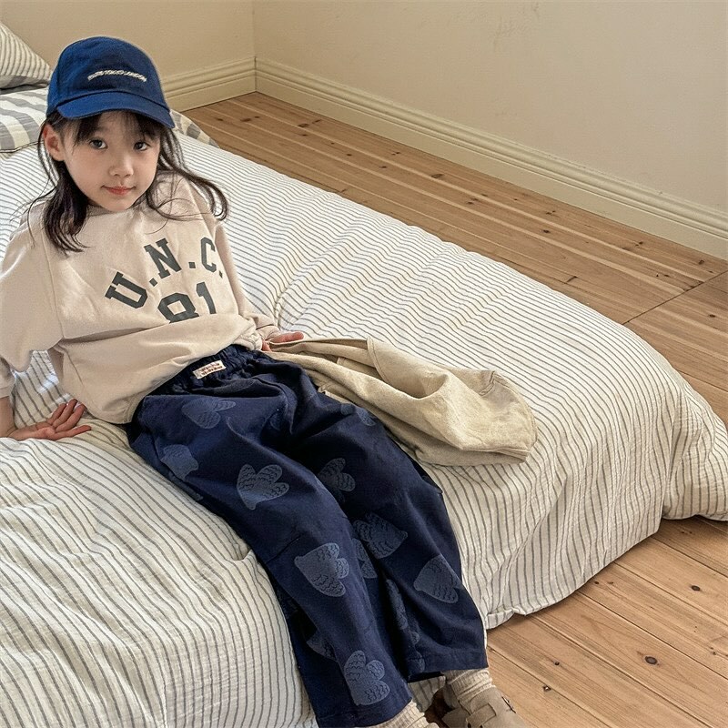 水洗棉小標鬆緊長褲