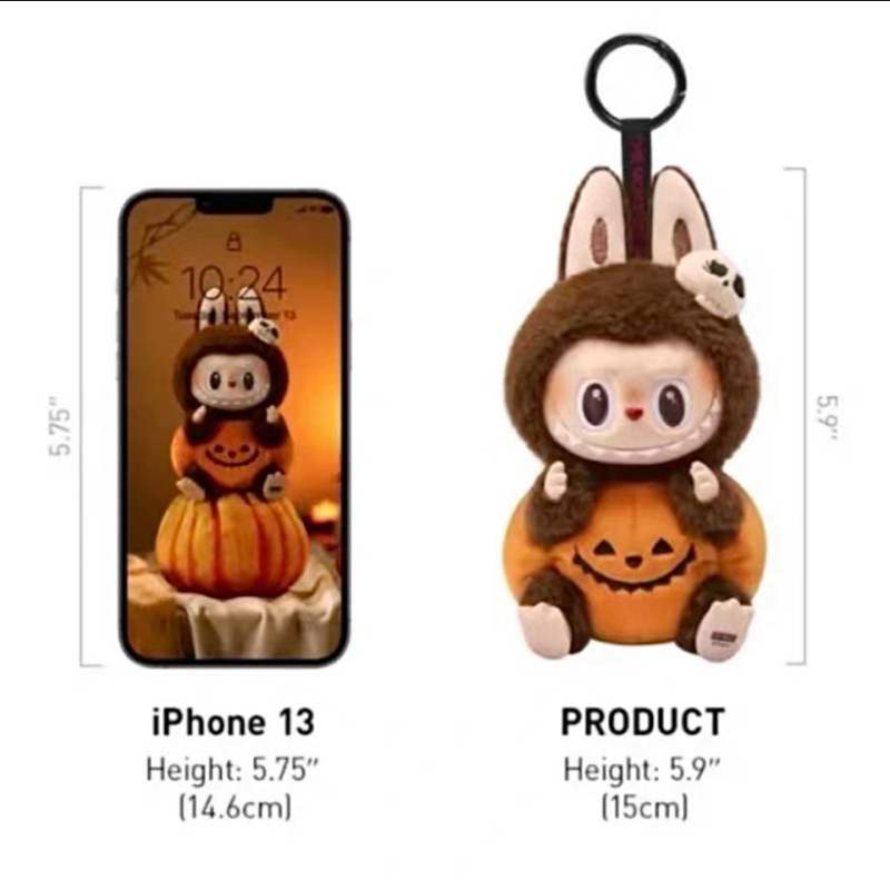 Pop Mart Labubu Happy Halloween Party Series-Sitting Pumpkin Vinyl Plush Pendant