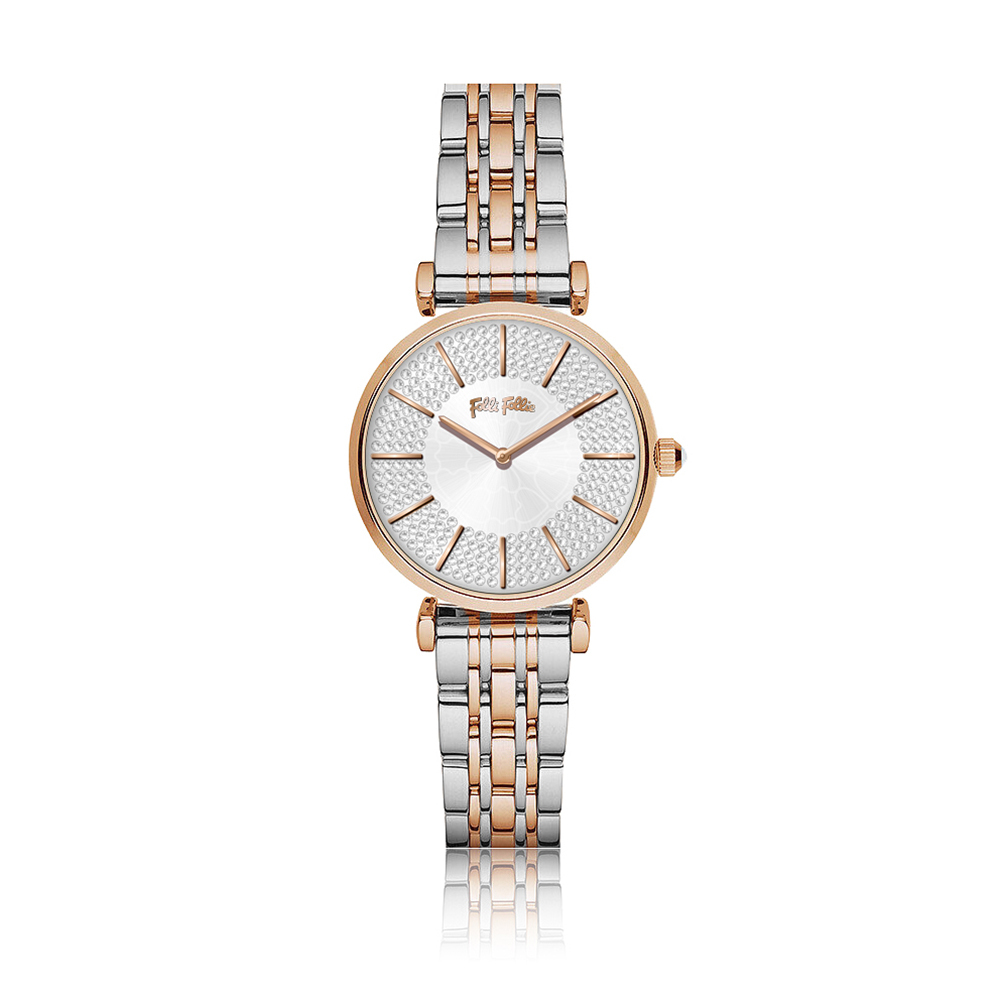 【Folli Follie芙麗芙麗】WF22B014WPE 四葉草 晶鑽錶盤 日本機芯 不鏽鋼 手錶 (附贈官方品牌手鐲)