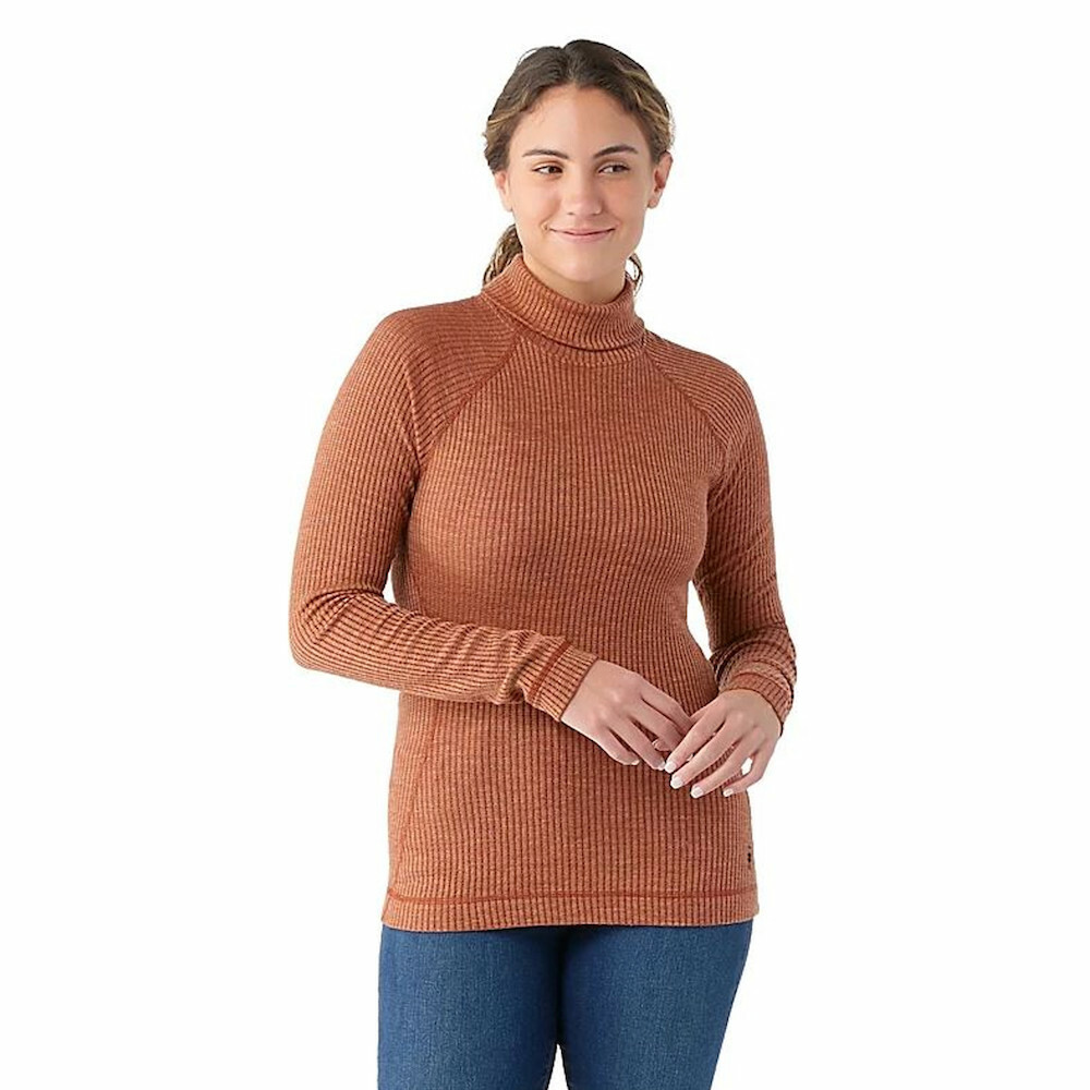 Smartwool Women's Thermal Merino Rib Turtleneck 女款 美麗諾羊毛羅紋高領長袖上衣 排汗衣 底層衣 霧胡桃棕 SW016690M01 [HappyOutdoor]