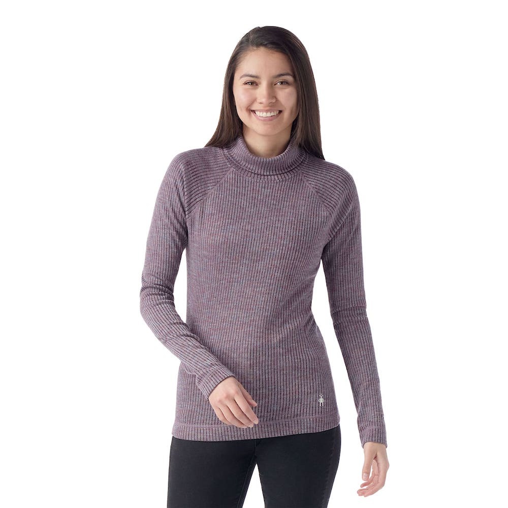 Smartwool Women's Thermal Merino Rib Turtleneck 女款 美麗諾羊毛羅紋高領長袖上衣 排汗衣 底層衣 灰紫 SW016690N81 [HappyOutdoor]