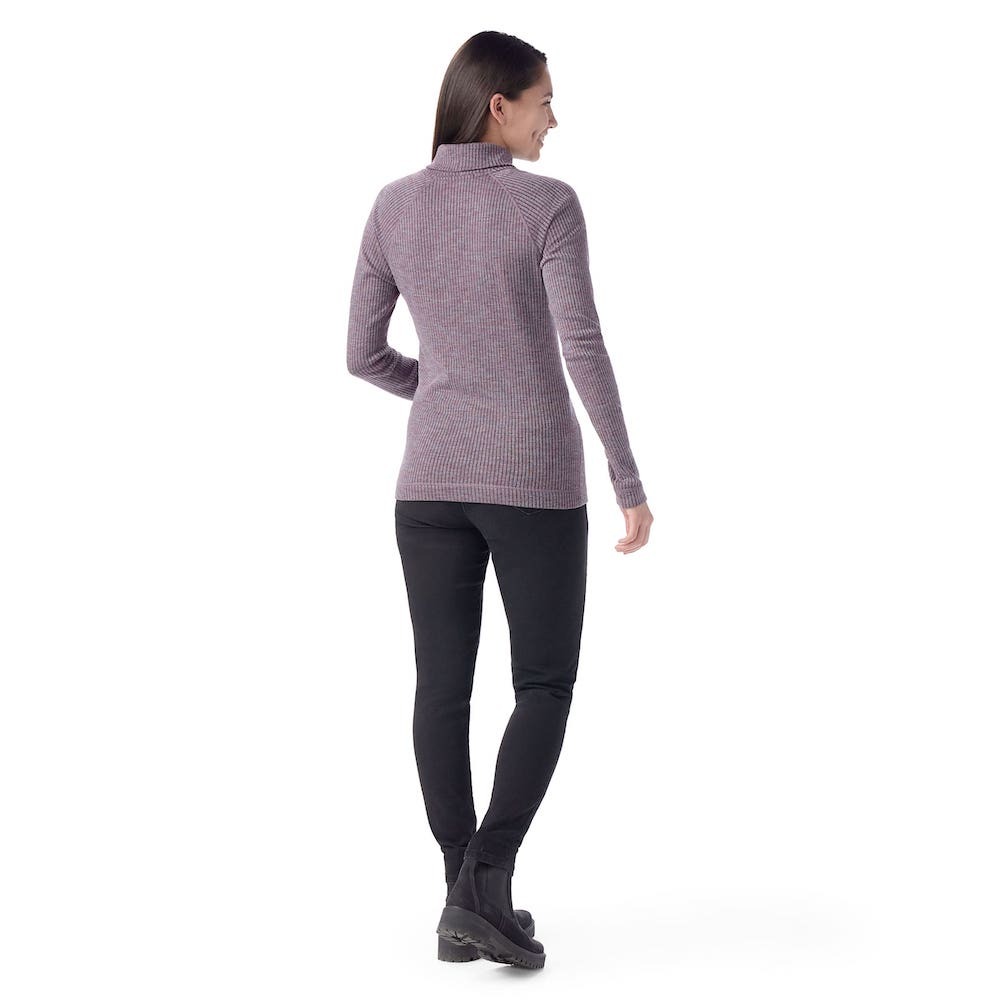 Smartwool Women's Thermal Merino Rib Turtleneck 女款 美麗諾羊毛羅紋高領長袖上衣 排汗衣 底層衣 灰紫 SW016690N81 [HappyOutdoor]