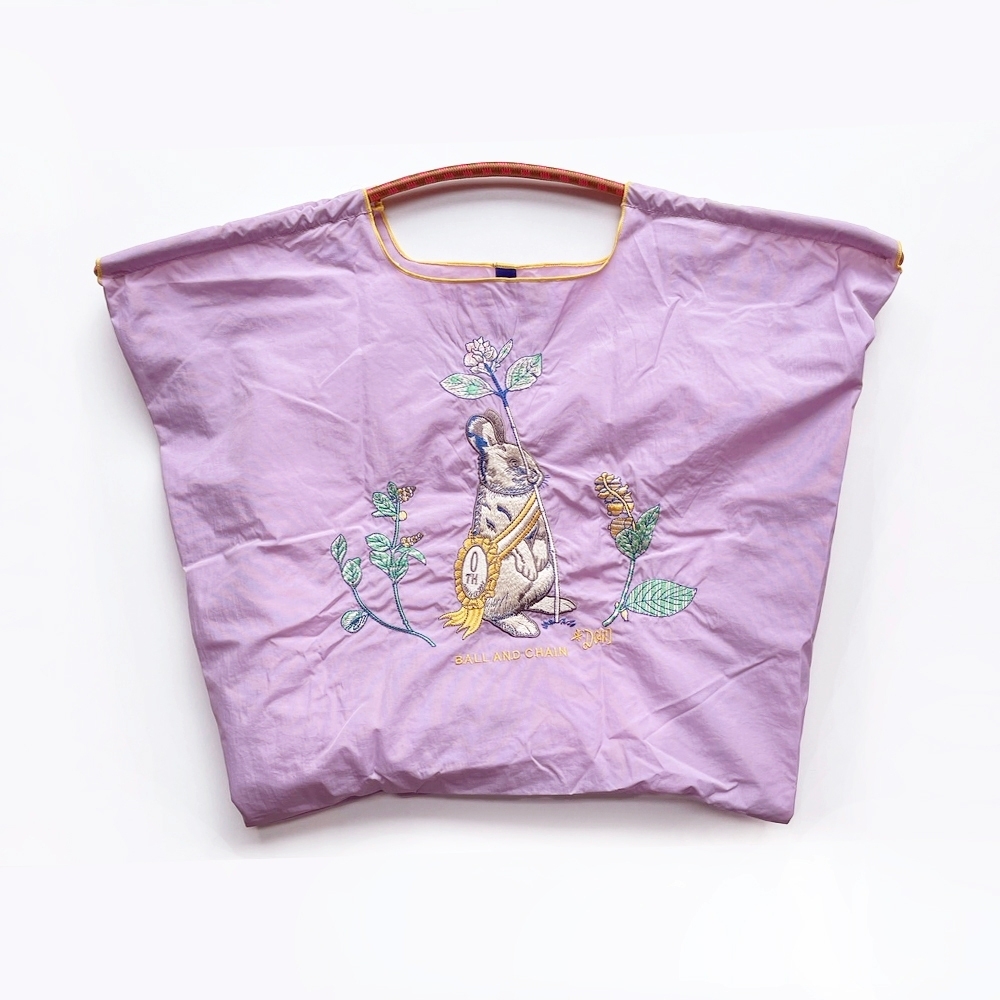 Ball＆Chain 刺繡環保購物袋 L號 - 粉紫 (31310416)