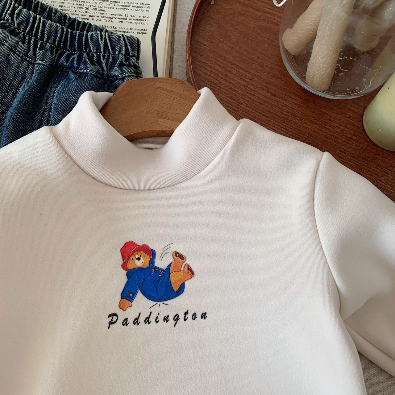 英式熊加絨立領上衣