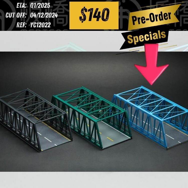 PO-$140 * YOU&CAR * 1:64 DIORAMA - VIADUCT STEEL STRUCTURE BLUE [OD02/12]