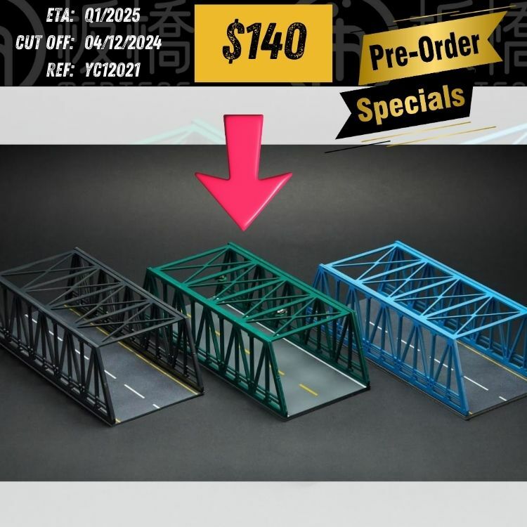 PO-$140 * YOU&CAR * 1:64 DIORAMA - VIADUCT STEEL STRUCTURE GREEN [OD02/12]
