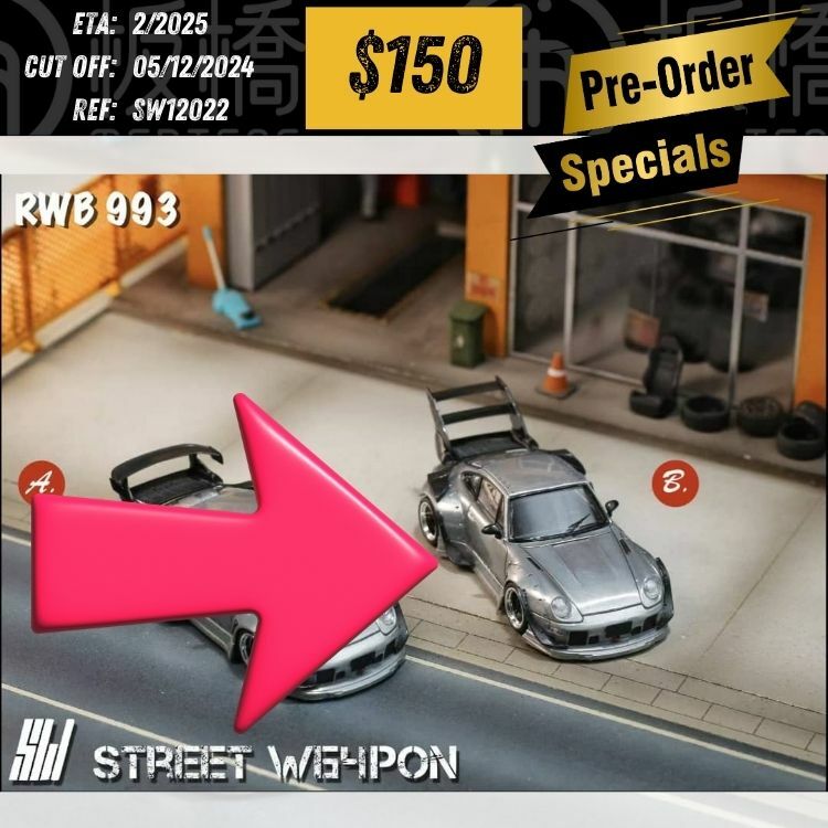 PO-$150 * STREET WEAPON * 1:64 RWB993 RAW COLOR HIGH WING [OD02/12]