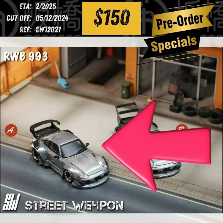 PO-$150 * STREET WEAPON * 1:64 RWB993 RAW COLOR GT WING [OD02/12]