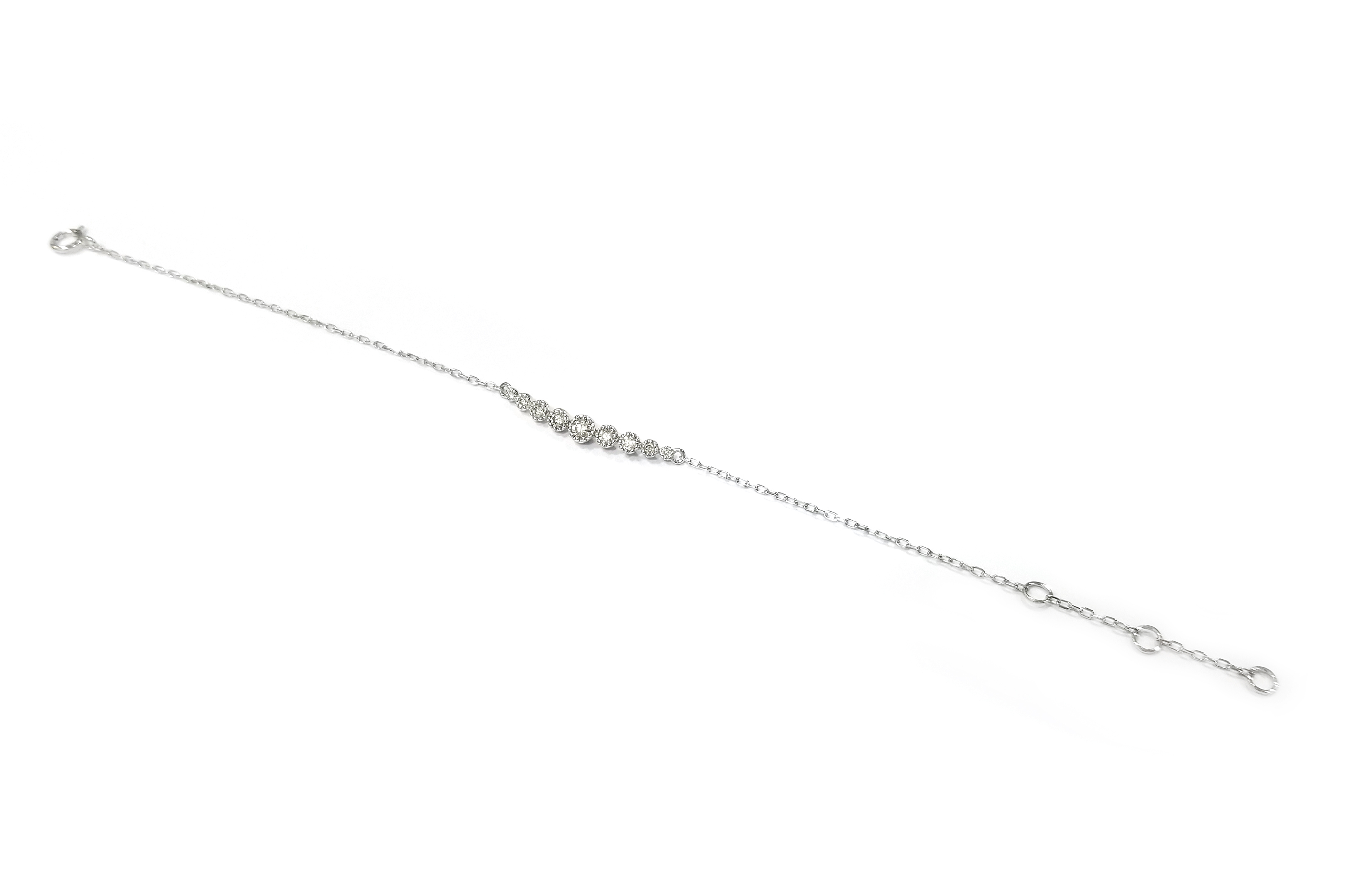 18K白金天然鑽石珠邊手鏈