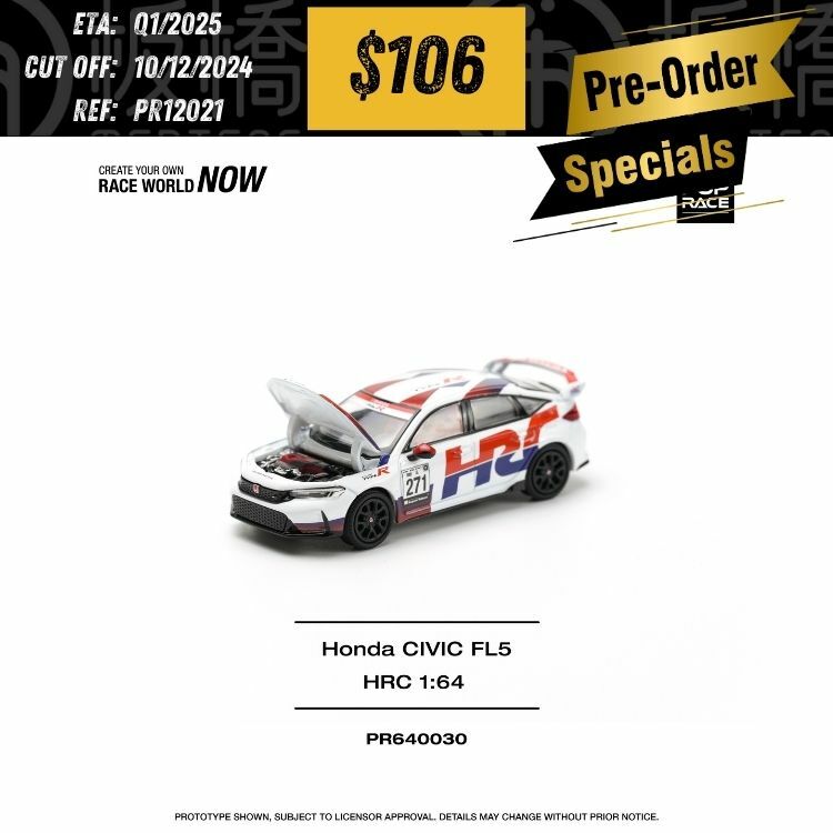 PO-$106 * POP RACE * 1:64 HONDA CIVIC TYPE-R (FL5) TCR - HRC [OD02/12]