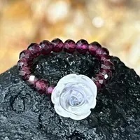 [S] GEMZ & CO ZBA CRYSTAL ROSE RING, CLEAR QUARTZ/GARNET, Y364 (Y364)