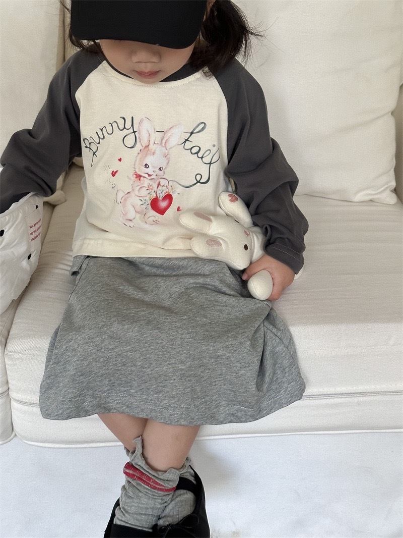 可愛印花拼接長袖上衣