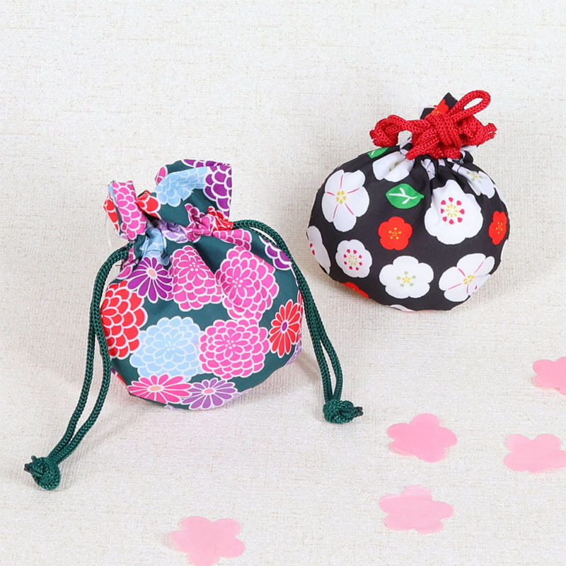 束口袋/和服圖案 12.5x13x1cm