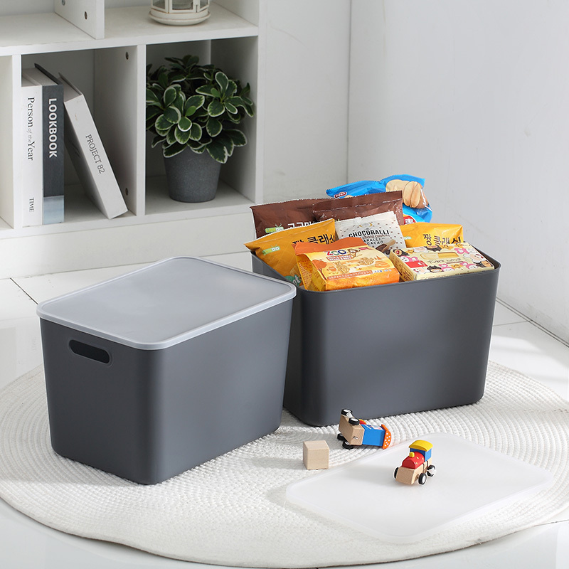 R35環保材質附蓋收納箱/灰 26x24x36.5cm