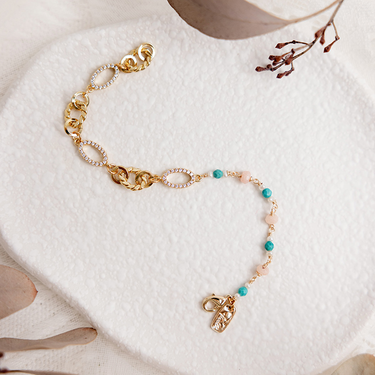 十二月誕生石 • 泡盛花 • 戀愛的來臨 – 綠松石 – 手鍊