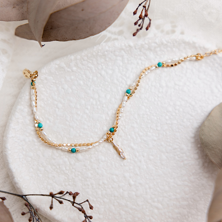 十二月誕生石 • 白火鶴 • 一直都在 – 珍珠綠松石 – 手鍊