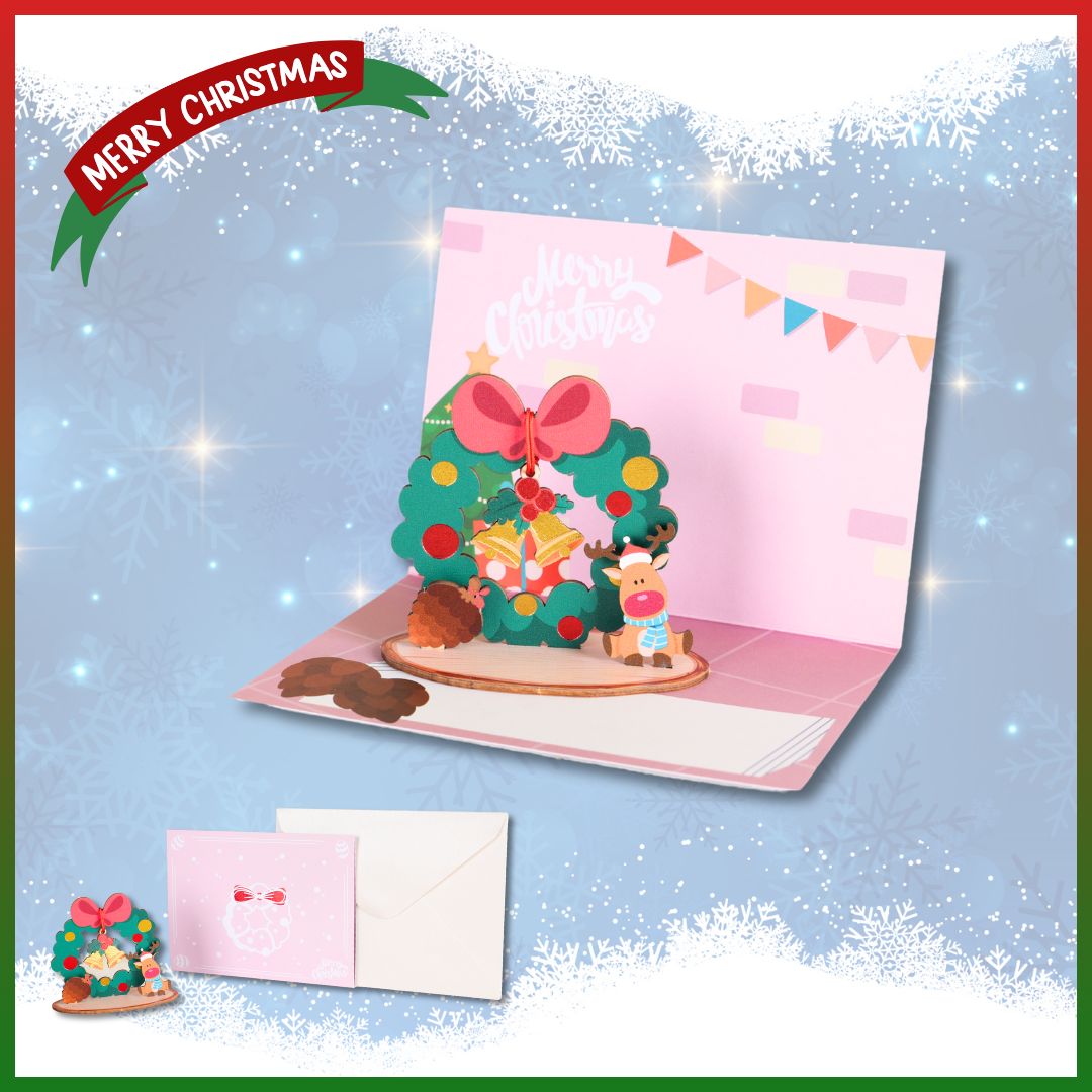 Christmas Card & Stand Series - Christmas Wreath