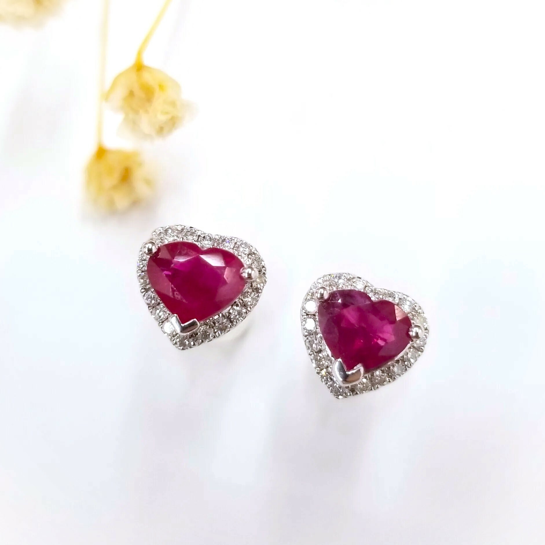 18K White Gold 1.27ct Ruby and Diamond Earrings