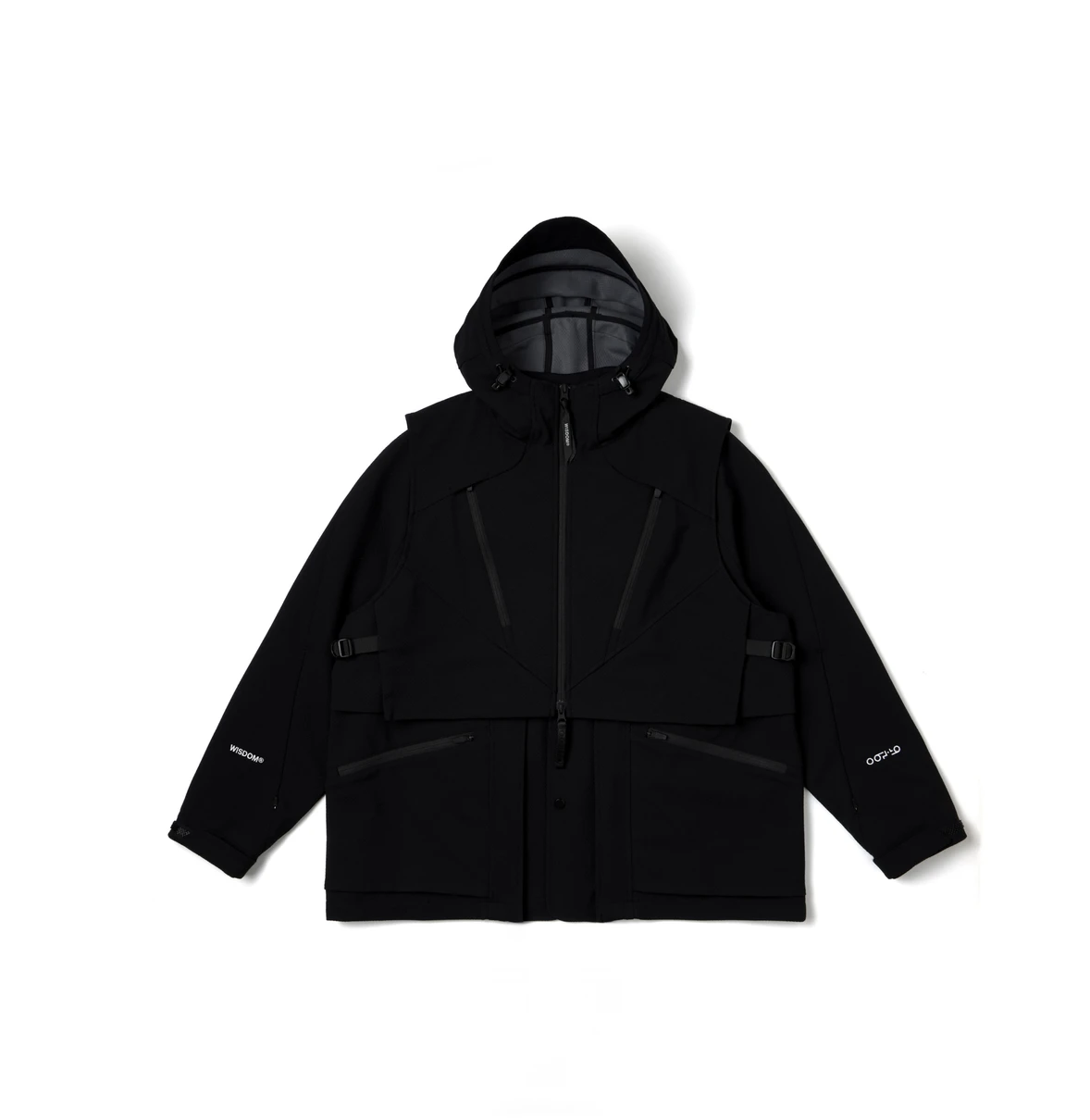 2024AW WISDOM x OqLiq CONVERTIBELE OUTER VARIABLE JACKET  聯名 可拆卸 背心 外套 黑 灰色 現貨