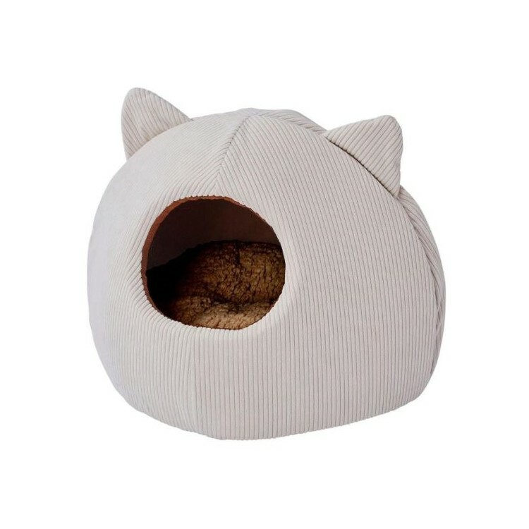 Petio 可愛貓耳造型 毛毛寵物窩 象牙白