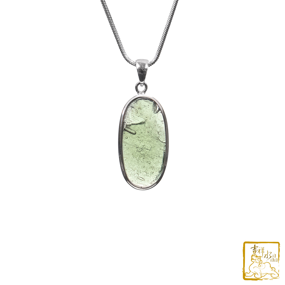 捷克綠玻隕石-捷克隕石橢圓墜 5g 貴人事業