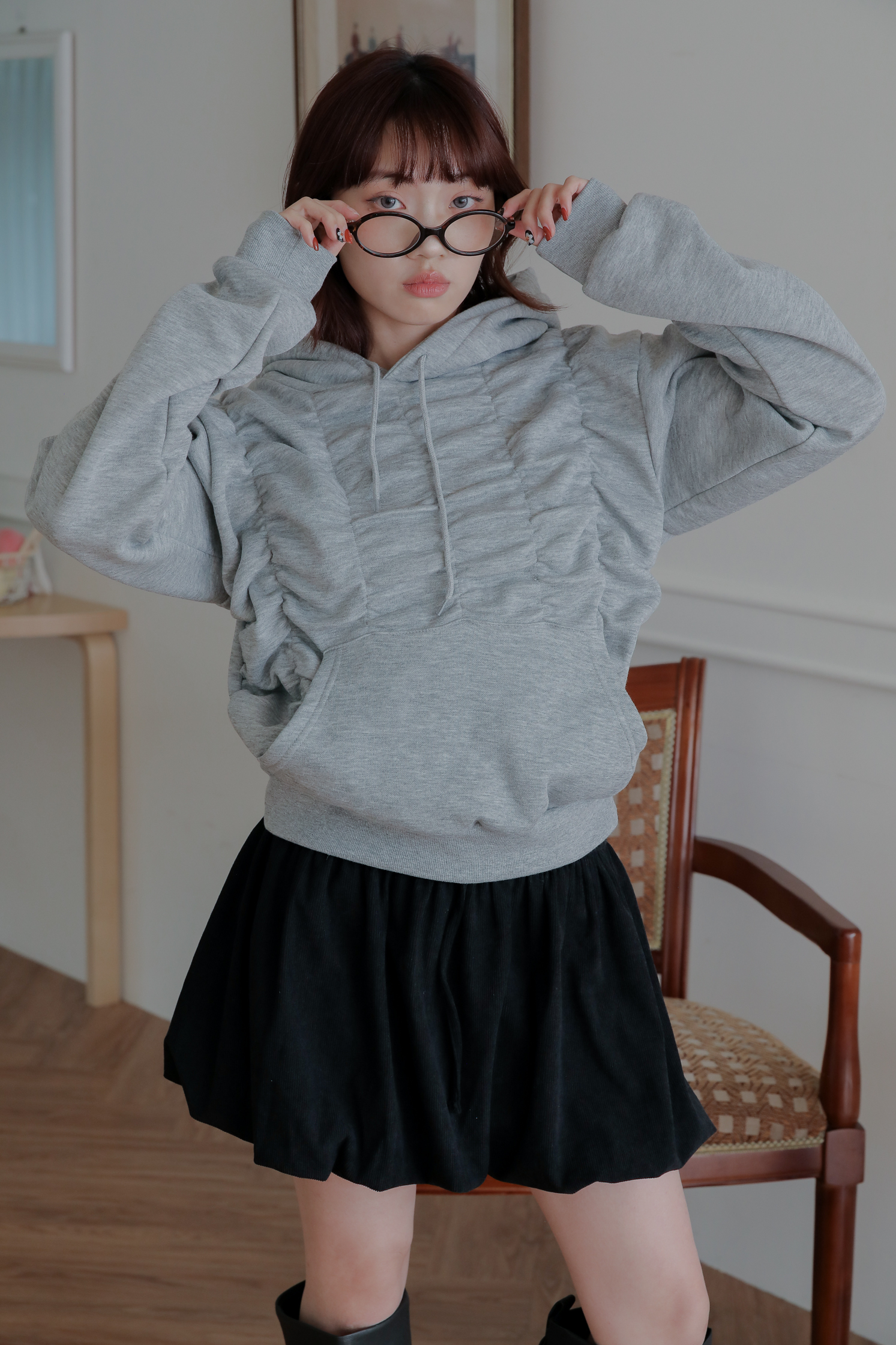 Bold Shirring Hoodie #帽T