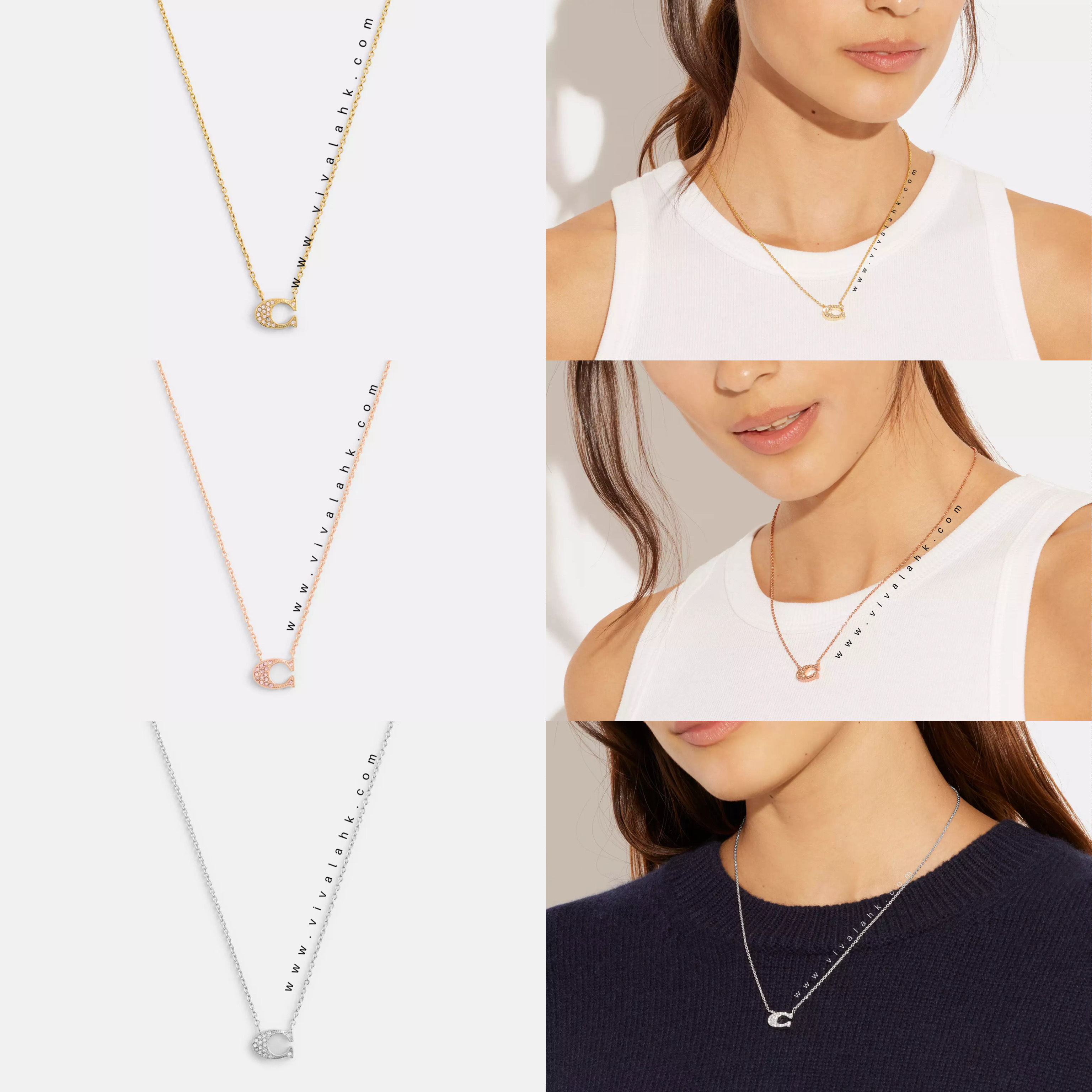 Coach - 閃石C字頸鏈 (91433)