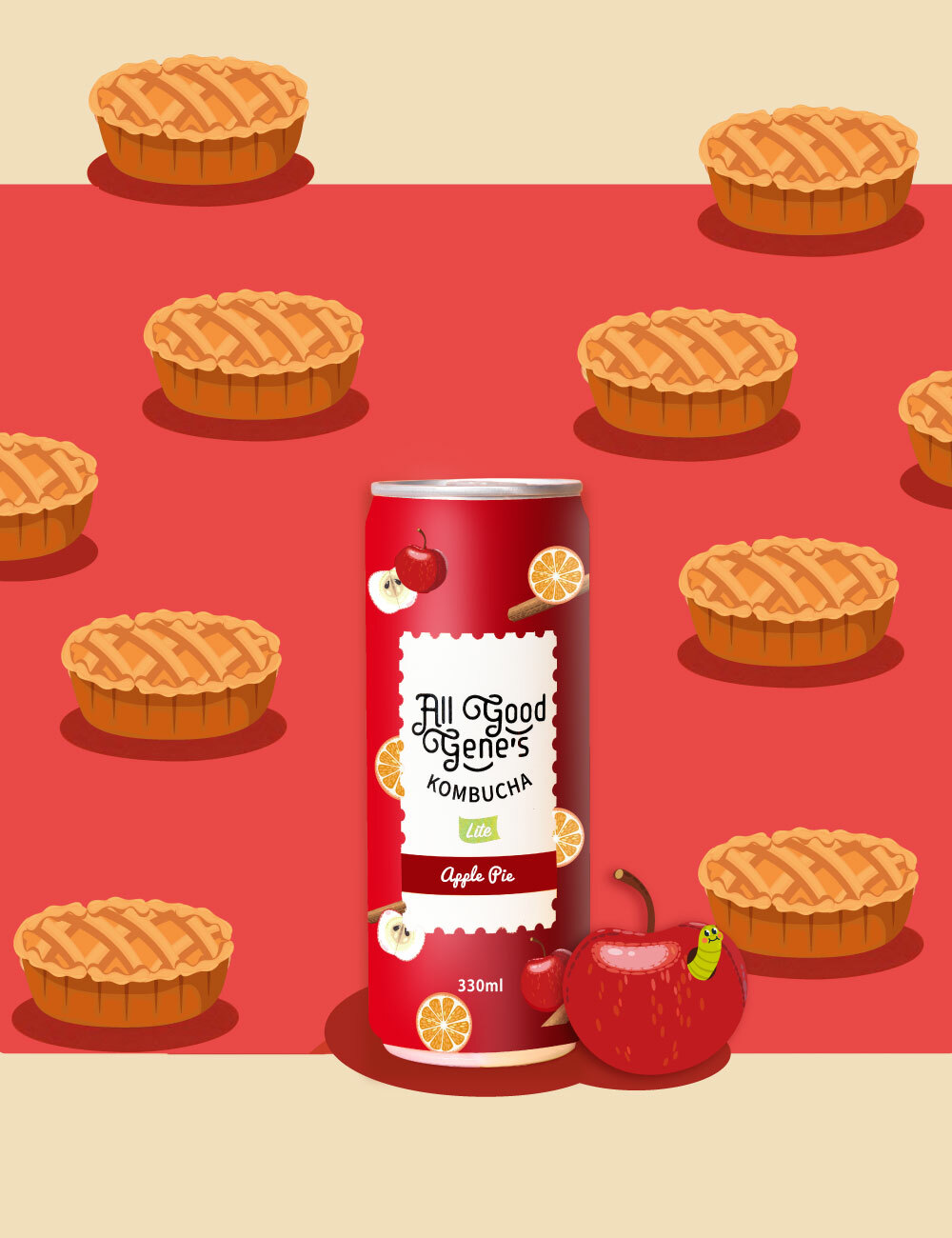 蘋果派派康普茶  330ml/罐裝