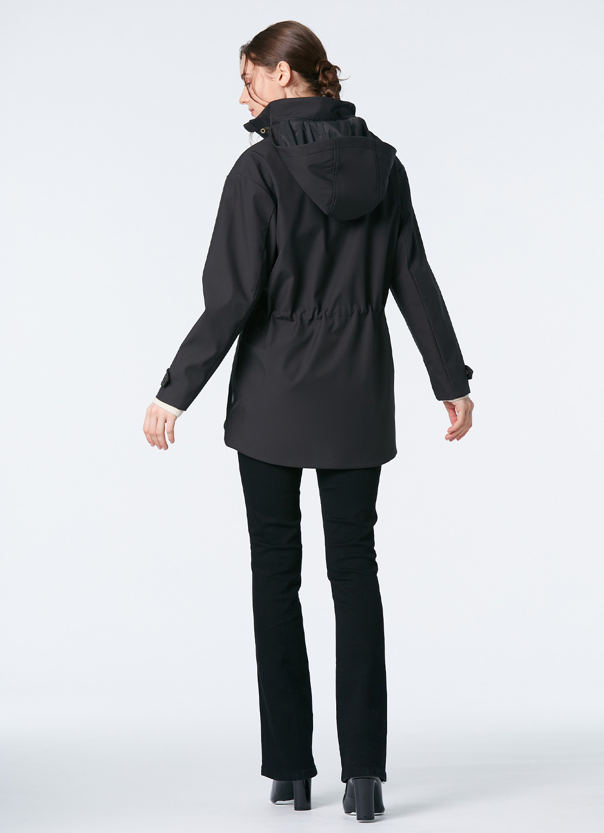 石墨烯蓄暖英式連帽風衣-2441WJ-暗夜黑